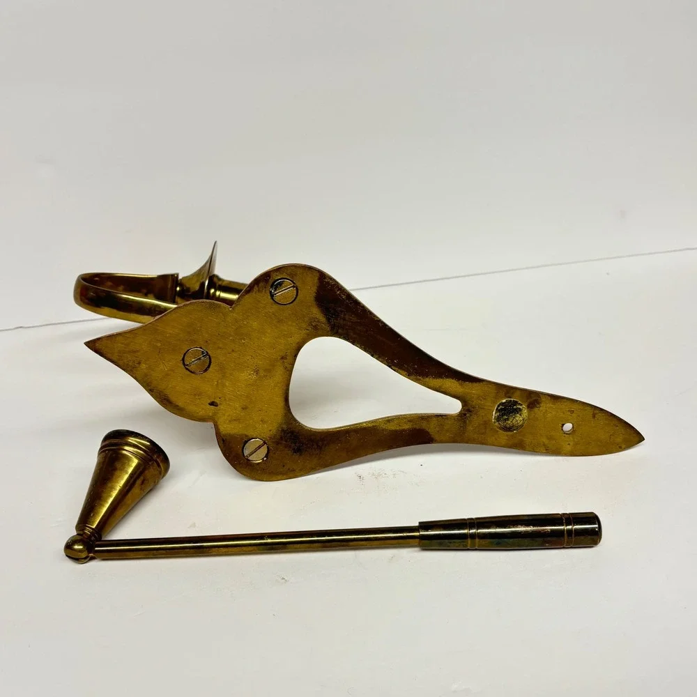 Vintage Brass Wall Mount Candle Holder with Snuffer Colonial Traditional